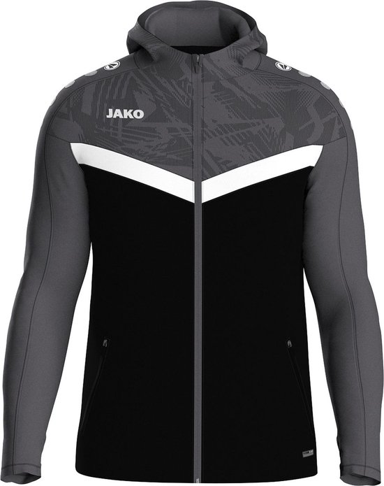 Jako Iconic Jas Met Kap Heren - Zwart / Antraciet | Maat: S