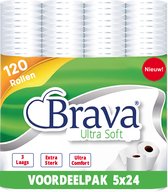 Brava - Ultra Soft Toiletpapier - 120 Rollen - 3 Laags - Ultiem Comfort WC Papier - Superieure Sterkte - Maximale Absorptie & Pluisvrij - Voordeelverpakking WC Papier