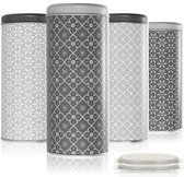 COM-FOUR® 4x koffiepadbox - opbergdoos voor koffiepads - decoratieve box met 2 designs in 2 kleuren (4 stuks - set 4)