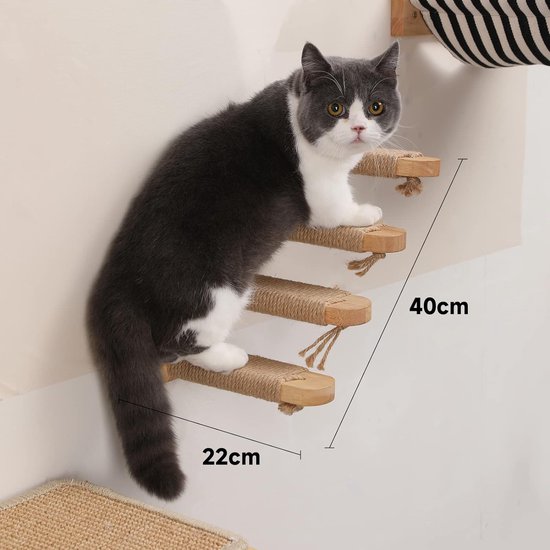 PawHut kattentrap, kattenboom, drie treden, speelbal, 45 x 40 x 48 cm