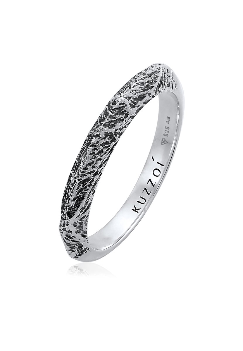 KUZZOI - Ring - Heren Band Ring Smalle Gebruikte Look Solide Trend in 925 Sterling Zilver - Heren