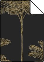 Proefstaal ESTAhome behangpapier palmbomen zwart en goud - 139322 - 26,5 x 21 cm