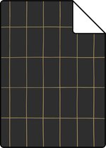 Proefstaal ESTAhome behangpapier kleine tegeltjes zwart en goud - 139132 - 26,5 x 21 cm