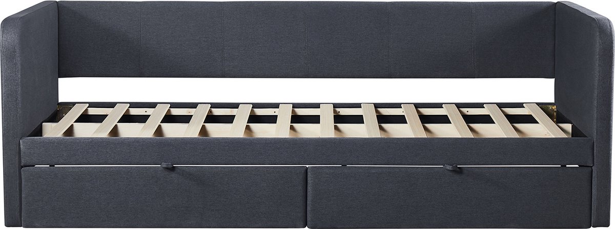 Interiax Liam Bed - Grijs Stof - 90x200cm - 2 schuiven