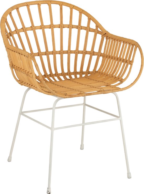 J-Line chaise Keni - rotin/métal - naturel/blanc