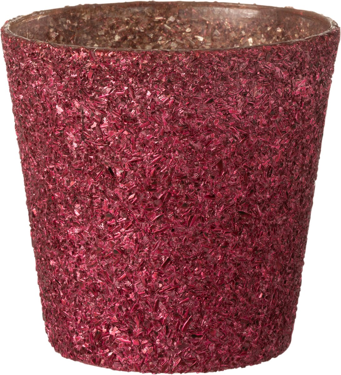 J-Line windlicht Glitter - glas - fuchsia - large Rood