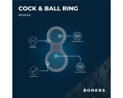 Boners - Siliconen Cockring en Ballstretcher - Seksspeeltjes - Penisring - Cockringen - Sex Toys voor Mannen - Bondage - Eikelring - BDSM Set - Grijs