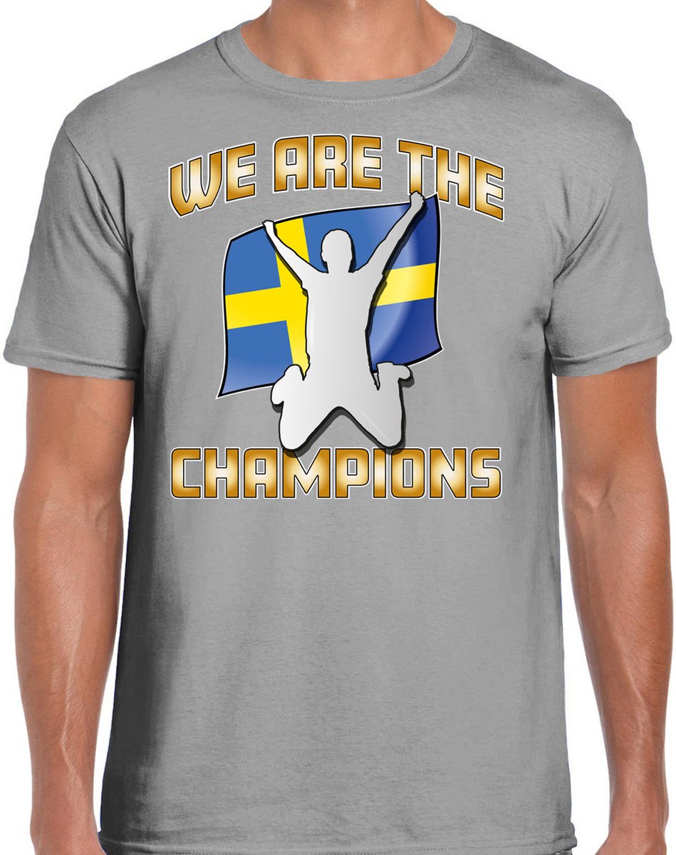 Bellatio Decorations Verkleed shirt voor heren - Zweden - grijs - voetbal supporter - themafeest S