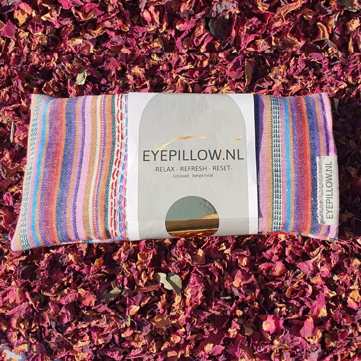 Eyepillow BOHO stripes bergkristal & roos