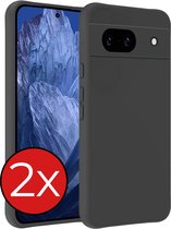 Hoesje Geschikt voor Google Pixel 8a Hoesje Siliconen Case Hoes - Hoes Geschikt voor Google Pixel 8a Hoes Cover Case - Zwart - 2 PACK