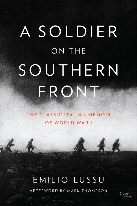 Boekomslag van "A Soldier on the Southern Front" met soldaten op de voorgrond en de titel in grote letters.