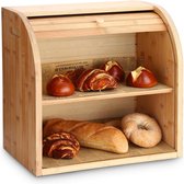 Broodkastje van bamboe met roldeksel en 2 vakken - Eenvoudig en snel gemonteerd - Natuurlijk hout 38 x 25 x 36 cm bread box