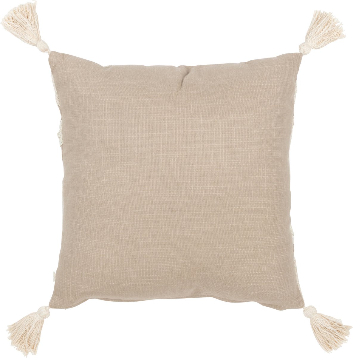 J-Line kussen Bloemen/Bladeren - katoen - taupe/beige Grijs