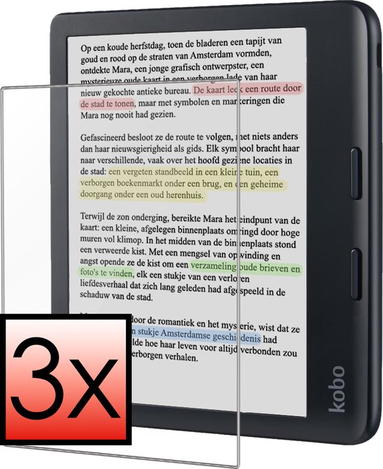 Screenprotector Geschikt voor Kobo Libra Colour Screenprotector Bescherm Glas Tempered Glass Screen Protector - 3x