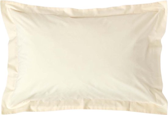 Homescapes kussensloop 48 x 74 cm met opstaande zoom - crème vanille, Egyptisch katoen, draaddichtheid 200
