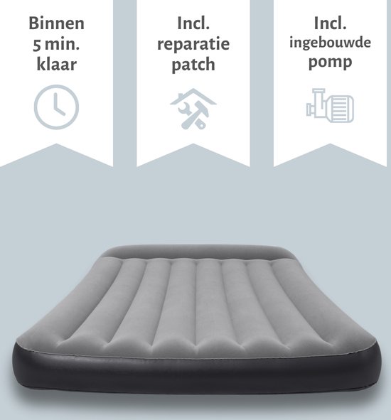 Bestway luchtbed - Twijfelaar - 137 x 191 x 30 cm - Grijs - Inclusief pomp - Hoeslaken en Reparatieset van Bestway — afbeelding 4