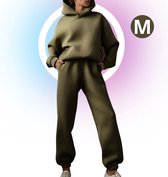 Livano Combinaison de jogging pour femme – Combinaison de maison – Survêtement – ​​Adultes – À capuche – Combinaison de jogging – Combinaison de jogging – Vert armée – Taille M