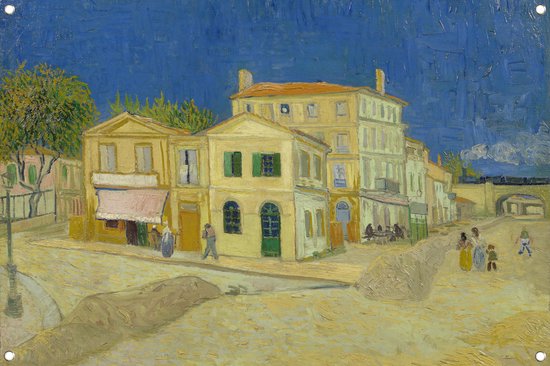 Het Gele Huis (The Yellow House) - Vincent van Gogh posters - Gebouwen tuinposter - Tuinposter Architectuur - Tuinschilderij voor buiten - Tuin schilderij - Tuindecoratie wanddecoratie tuinposter 75x50 cm