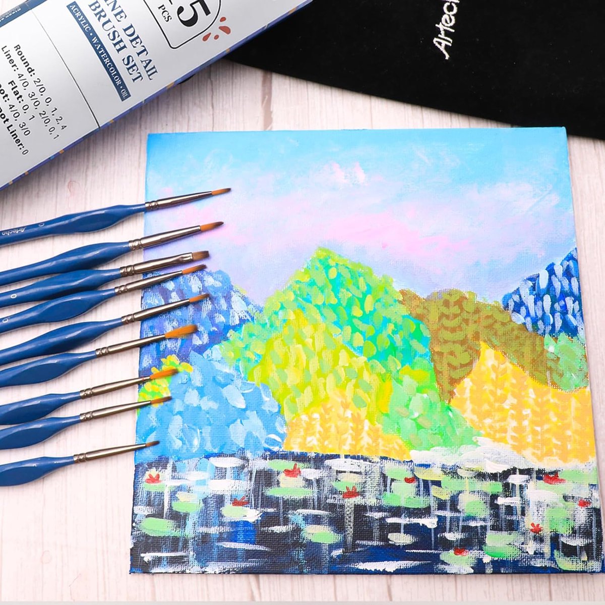 Penselenset met fijne details van 15 stuks voor het maken van acrylaquarelmodellen, ideaal voor acrylverf, aquarellen en miniaturen.