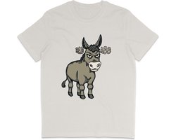 Grappig Heren Dames T Shirt - Badass Ezel - Vintage Wit - 3XL