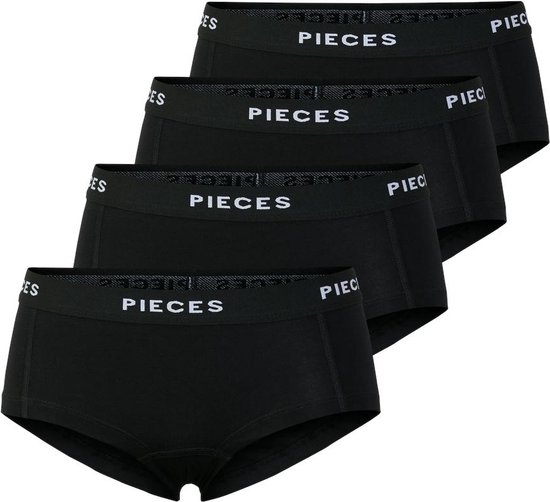 Pieces 4-Pack Dames shorts - Solid - L - Zwart.