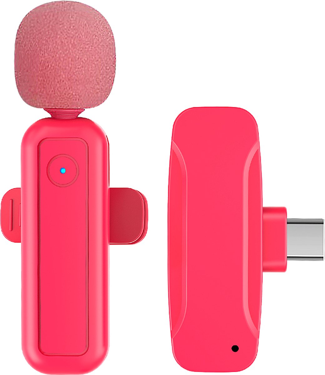 Popupine WK1 - Draadloze microfoon - USB-C - Plug&Play - 1 Microfoon transmitter - Roze