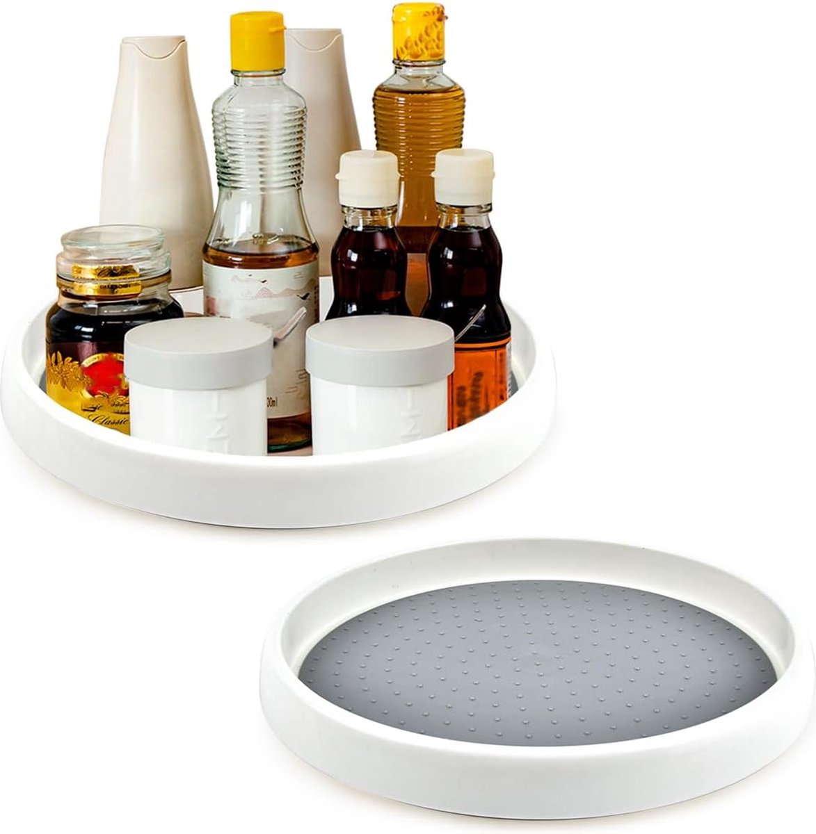 Lazy Susan Draaiplateau voor de koelkast 25 cm draaibaar kruidenrek 360 graden draaibaar kruidenrek draaiplateau organizer voor specerijen en bakingrediënten 2 stuks