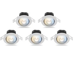 Calex Slimme Inbouwspots - Set van 5 stuks - Smart LED Downlight Dimbaar - Kantelbaar - Warm Wit…