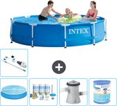 Intex Rond Frame Zwembad - 305 x 76 cm - Blauw - Inclusief Solarzeil - Onderhoudspakket - Zwembadfilterpomp - Filter - Stofzuiger