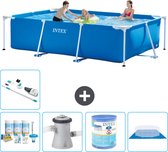 Intex Rechthoekig Frame Zwembad - 300 x 200 x 75 cm - Blauw - Inclusief Onderhoudspakket - Zwembadfilterpomp - Filter - Grondzeil - Stofzuiger