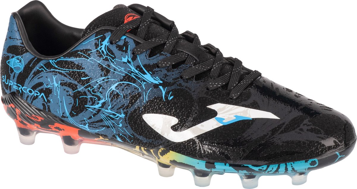 Zwarte Joma Super Copa 2441 FG voetbalschoenen voor mannen, maat 42, met kleurrijke details en synthetisch leder.