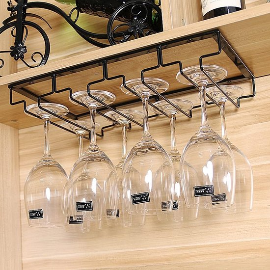 2 Pièces Porte-Verres à Vin Suspendu Métal Noir - Organisation Élégante Cuisine Et Bar
