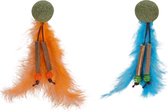 Flamingo Boleo - Speelgoed Katten - Ps Boleo+catnip+pluimen Oranje/ Blauw 14cm Assortiment - 1st - 135458 - 1st