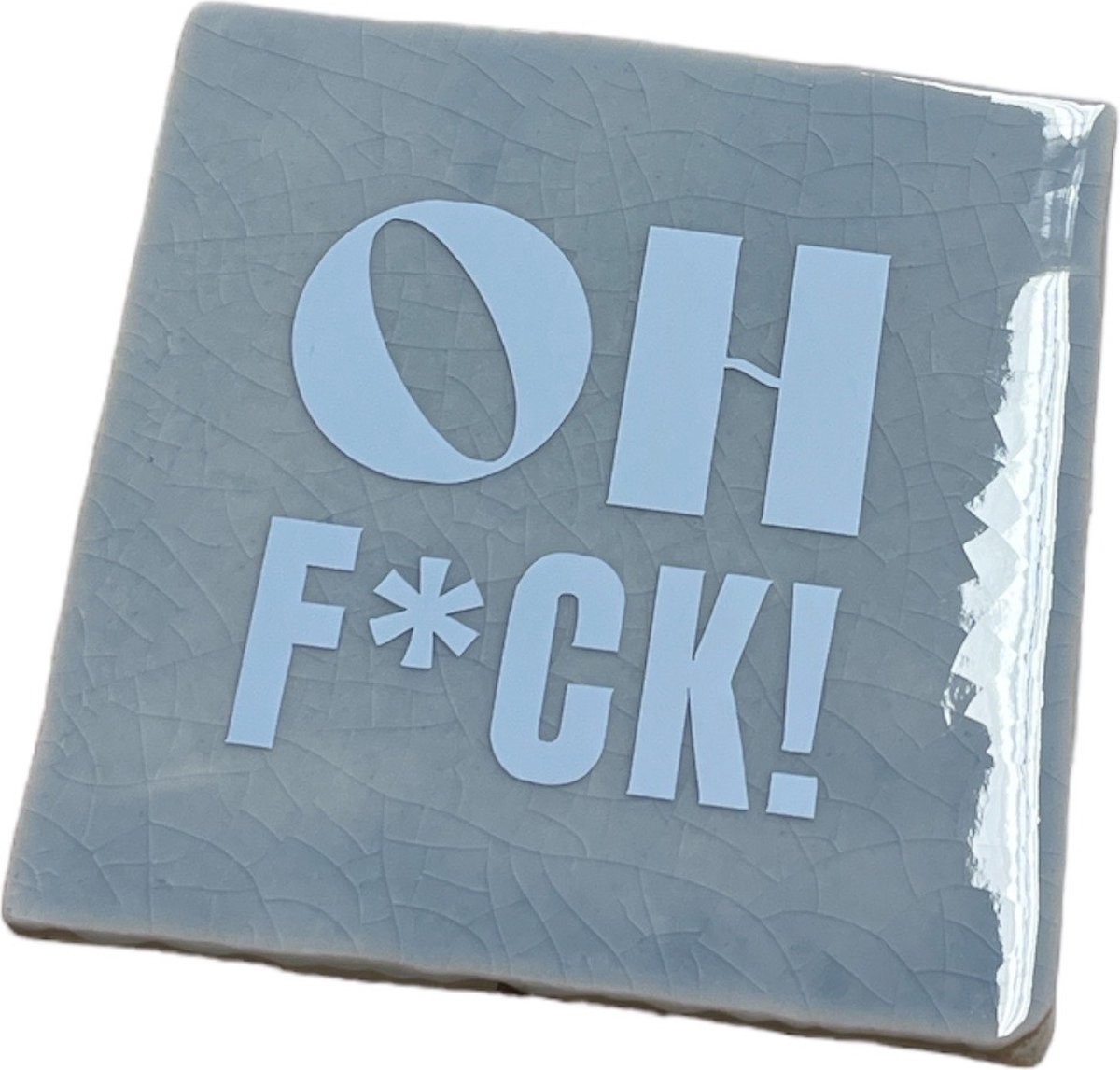 Hippe tegeltje met tekst: Oh Fuck | Serenity met pastel blauw | Gepersonaliseerde cadeau | Hippe Spreuktegel | Nieuwe woning cadeau | Housewarming cadeau