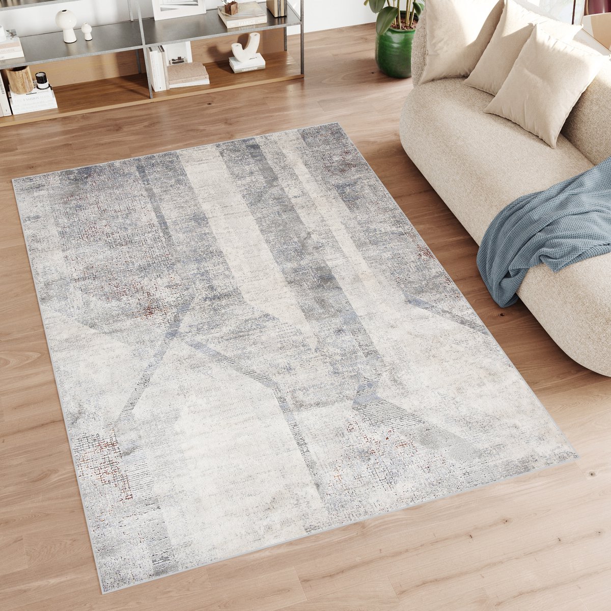Tapiso Feyruz Vloerkleed Grijs Licht Modern Woonkamer Slaapkamer Tapijt Maat- 120x170 Lichtgrijs1