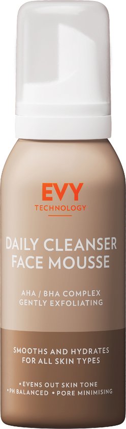 EVY Daily Cleanser Mousse - 100 ml - Verzacht en Hydrateert - AHA/BHA Zacht exfoliërend - Vermindert fijne lijntjes en rimpels - Vrij van bewaarmiddelen, alcohol en parfum