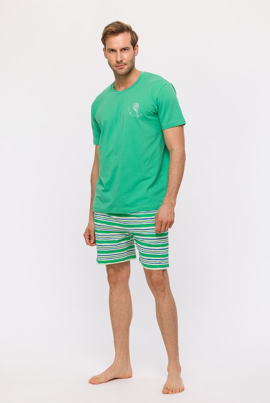 Woody Studio pyjama jongens/heren - groen - tennis - 241-12-QRS-Z/734 - maat S