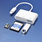 Multifunctionele Kaartlezer - Cardreaders - Kaarlezer SD Kaart - TF- OTG -USB C - Kaarlezer USB - Wit - Micro SD naar Type C OTG Adapter voor SDHC SDXC TF UHS-I kaarten compatibel