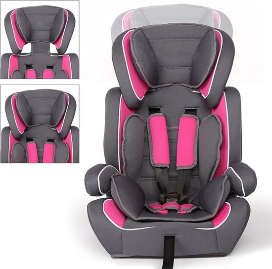 Kinderstoel Auto - Autostoel - Kinderzitje - Zitverhoger - Autozitje - Grijs met Roze van Kinder — afbeelding 4