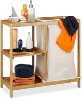 HOMCOM Bamboe Badkamerrek met 3 Planken, Waterbestendig, 33 x 31 x 78