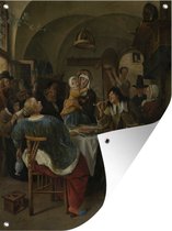 Tuinschilderij Familietafereel - Jan Steen - 60x80 cm - Tuinposter - Tuindoek - Buitenposter