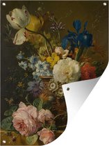 Tuinschilderij Bloemstilleven - Schilderij van G.J.J Van Os - 60x80 cm - Tuinposter - Tuindoek - Buitenposter