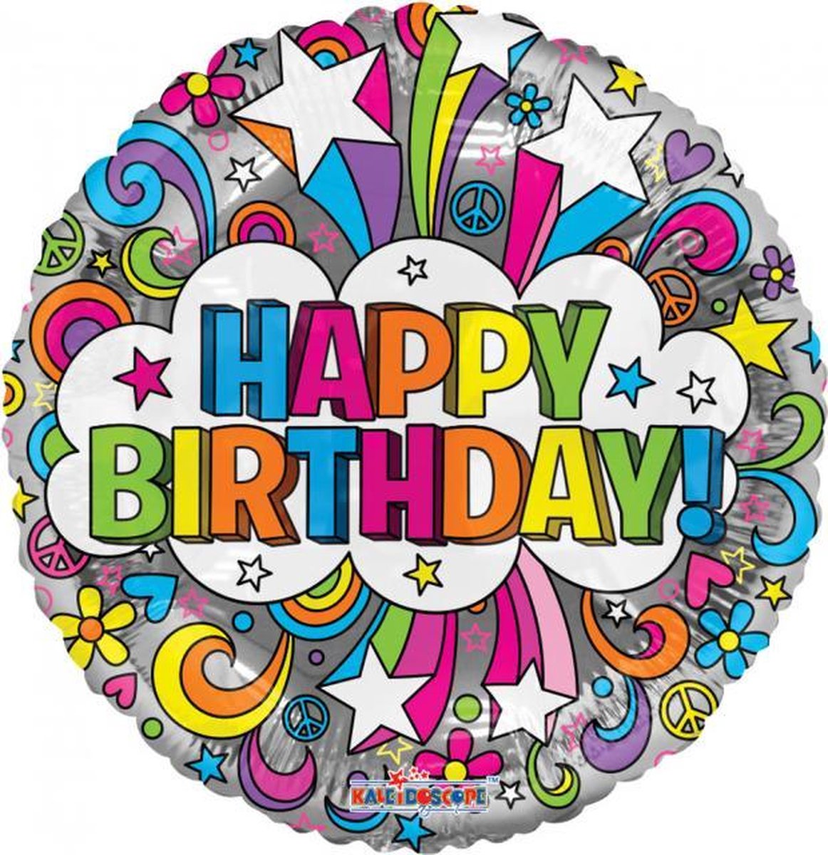 Kaleidoscope Folieballon Happy Birthday Groovie 46 Cm Zilver
