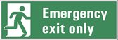 Emergency exit only tekststicker 200 x 75 mm