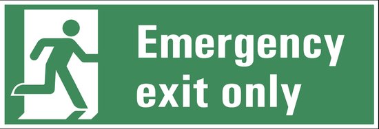 Foto: Emergency exit only tekststicker 200 x 75 mm