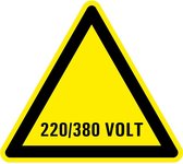 Waarschuwingsbord elektrische spanning 220/380 volt - kunststof 150 mm