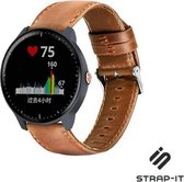 Leer Smartwatch bandje - Geschikt voor  Garmin Vivoactive 3 leren bandje - bruin - Strap-it Horlogeband / Polsband / Armband