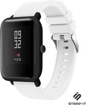Siliconen Smartwatch bandje - Geschikt voor  Xiaomi Amazfit Bip silicone band - wit - Strap-it Horlogeband / Polsband / Armband