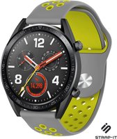 Siliconen Smartwatch bandje - Geschikt voor  Huawei Watch GT sport band - grijs geel - 46mm - Strap-it Horlogeband / Polsband / Armband