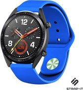 Siliconen Smartwatch bandje - Geschikt voor  Huawei Watch GT sport band - blauw - 42mm - Strap-it Horlogeband / Polsband / Armband